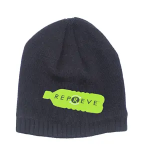 Repreve Logo Tùy Chỉnh Của Nam Giới Mùa Đông Beanie Tái Chế Vải Dệt Kim Hat Với Fleece