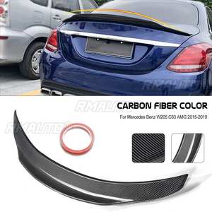 PSM Style Carbon Fiber Look / <b>Black</b> Car Rear Trunk Spoiler <b>Wing</b> Lip Extension for Mercedes for Benz W205 C63 for AMG 2015-2019 - Product Image 1