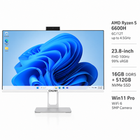 PC tout-en-un 23,8 pouces FHD 100 Hz AMD Ryzen 5 6600H 16 Go DDR5 512 Go NVMe Win11 Pro Ordinateur de bureau AIO WiFi 6 avec webcam 5MP CHUWI