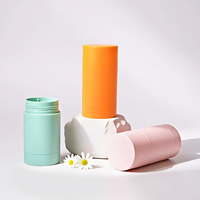 Vente en gros de récipient de bâton de déodorant en plastique vide de couleur bleu gris de 100ml 200ml avec bouchon à vis bouteille de crème solaire de forme ronde