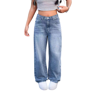 Jeans Classici per Ragazze 8-12 Anni, Blu a Gamba Dritta, Casual con Effetto <span class=keywords><strong>Cat</strong></span> Whisker, Moda Quotidiana Personalizzabile - Product Image 4