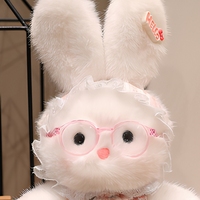 Nouvelle Poupée Lapin en Peluche Yunen avec Lunettes et Robe Florale, Compagnon pour Enfants, Cadeau d'Anniversaire pour Filles