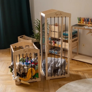 Boîte à jouets de luxe en bois moderne pour enfants Bacs de rangement pour jouets de pépinière Meubles de rangement empilables pour salle de jeux - Product Image 2