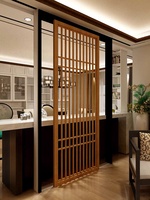 Mampara Corredera Moderna y Sencilla de Fábrica China, Rejilla de Madera Maciza, Puerta con Diseño Minimalista, Aislamiento Acústico