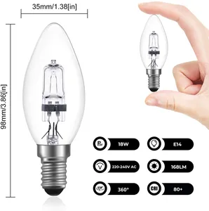 Đầy đủ phổ Dimmable E14 vít cơ sở bảo vệ mắt nến xuyên biên giới độc quyền C35 bóng đèn halogen tiết kiệm năng lượng đèn Vonfram - Product Image 2