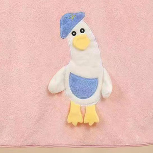 Serviette de bain en polaire corail pour enfants Kim Ryan avec capuche 70x140cm, épaisse, absorbante, style dessin animé, cape de bain pour bébé - Product Image 2