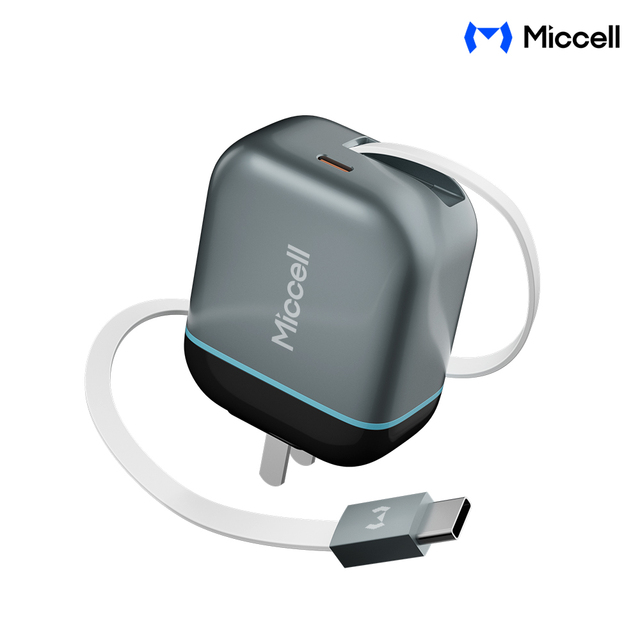 Miccell Wholesale 67W GaN Phones Charge US/UK/EU Plug C-C Chargers with 1M Retractable Fast Charging Cable for All Smart Phones