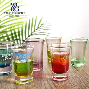 30ML Mini likör atıcı cam bardak güçlü votka canlı renkler boyama özel Logo yağmur ormanı Shot bardakları 1 ve 2 ons