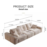 Canapé modulable de luxe carré en forme de bloc de tofu avec dossier amovible, revêtement en chenille, utilisation moderne pour villa et hôtel, rembourrage en éponge, pieds en bois