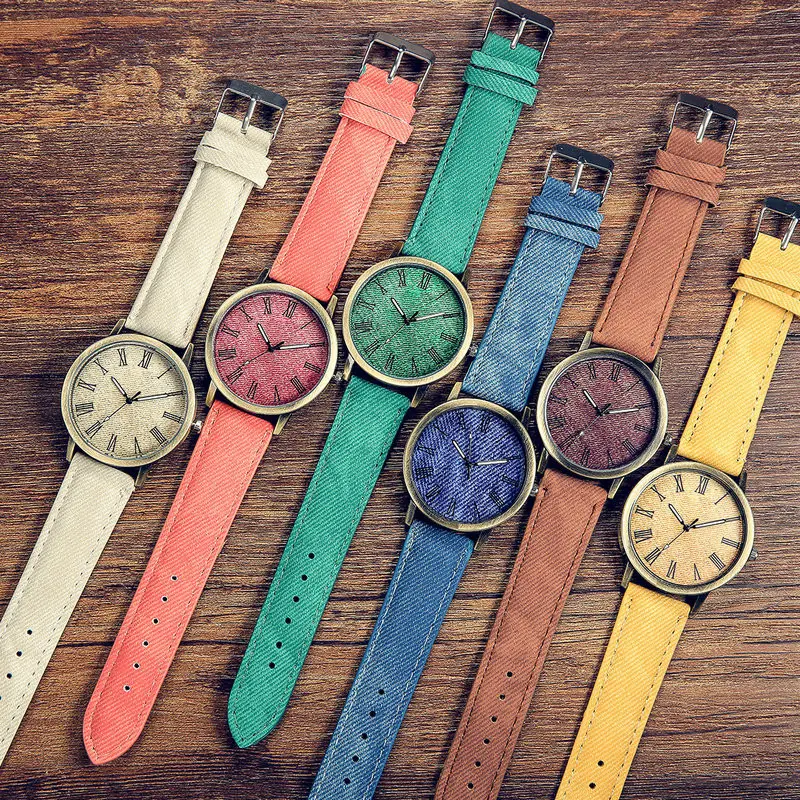 Retro Canvas Strap Roman Fashion women men band Couple Watch