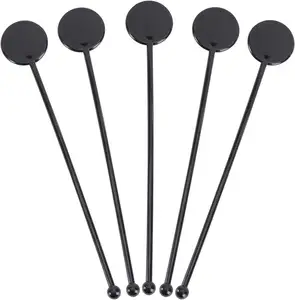 Black Plastic Bar Cocktail Drinks Mixing Rod Cocktail Stirring Stick Spiral Drink Stir Swizzle Sticks With Custom Logo