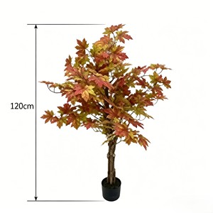 Árbol artificial de arce rojo con 3 troncos y 2 ramas, árbol de simulación en maceta para decoración de esquinas de hogar u oficina - Product Image 2