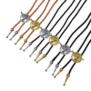 Collana Yiwu transfrontaliera euroamericana personalizzata con cordino cerato intrecciato e accenti in lega a testa di bue, stile vintage western, <span class=keywords><strong>Bolero</strong></span> - Product Image 1