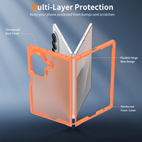 Étui de téléphone magnétique translucide antichoc en soie douce et toucher soyeux, couleur orange tendance, pour Samsung Z Fold 7 8 Ultra, avec emballage personnalisé et logo