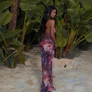 2025 <span class=keywords><strong>AliExpress</strong></span> femmes élégante robe d'été Style de vacances licou cou dos nu Sexy Slim Fit pour les fêtes de jour - Product Image 4