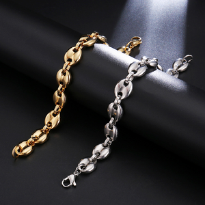 18K <span class=keywords><strong>Or</strong></span> Acier Inoxydable <span class=keywords><strong>Grain</strong></span> <span class=keywords><strong>De</strong></span> <span class=keywords><strong>Café</strong></span> Chaînes Colliers Pour Femmes Hommes Punk Hip Hop Bijoux Cochon Nez Lien Chaînes Ras Du Cou - Product Image 1