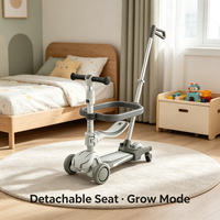 Trottinette pliable 4-en-1 pour enfants avec siège amovible et barre de poussée, trois roues, design mignon pour enfants de 1 à 8 ans, légère