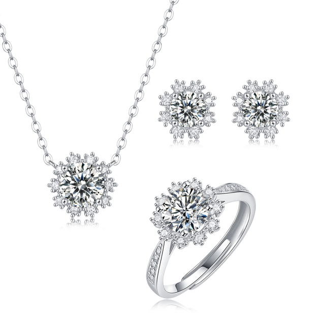 Ice and Snow Engagement Wedding Iced Out Shining Silver 925 Moissanite Jewelry Set with Gra Certificate
