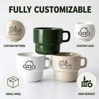 Taza de Cerámica Apilable con Diseño de Perro de Dibujos Animados, Impresión de Patrones y Logotipos Personalizados, Regalo Corporativo / Souvenir, Directo de Fábrica, MOQ Bajo