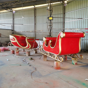 Trineo de <span class=keywords><strong>Santa</strong></span> Claus de Fibra de Vidrio Pintado a Tamaño Real para Decoración Navideña Comercial en Exteriores, Escultura de Reno, Accesorios Gigantes de Fábrica - Product Image 3