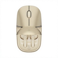 Souris sans fil 2-en-1 avec étui de charge intégré et écouteurs, accessoire de bureau pour ordinateur