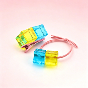 Ensemble de pinces et élastiques à cheveux Ice Cube, thème Anime Musical Comédie, en acrylique transparent et coloré, accessoires pour cheveux et attaches pour queue de cheval pour femmes - Product Image 1