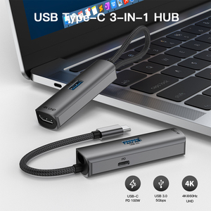 Adaptador <span class=keywords><strong>USB</strong></span> C Hub UHD 4k30Hz UNIEAN con Protección de Cable SR Resistente, PD100W, Expansión <span class=keywords><strong>USB</strong></span> 3.0 para Macbook y Laptop - Product Image 2