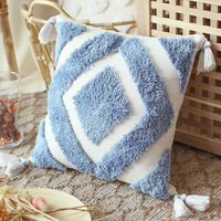 Housse de coussin carrée décorative en polyester tufté style bohème, brodée, pour canapé, 45 cm, pour la maison et l'hôtel