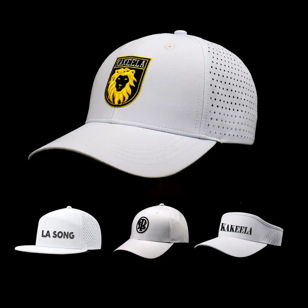 Wholesale custom embroidery logo perforated 5 panel visor hats top quality 7 panel waterproof melin hydro golf sports caps