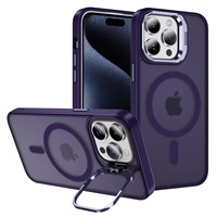 Coque de téléphone transparente pour un design professionnel avec béquille pour objectif, support antichoc en TPU+PC, protection intégrale avec gaufrage