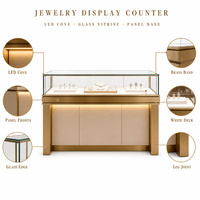 Vitrine d'îlot pour bijoux sur mesure, multi-niveaux, en bois massif, avec cadre métallique et verre trempé, pour magasin de bijoux, vente en gros