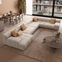 Modernes Luxus U-förmiges Modulares Ecksofa Beige Stoff Gepolstertes Sofa mit Zierkissen für Wohnzimmer Hotel Villa Zuhause