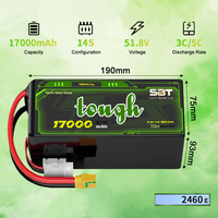 Высокопроизводительный твердотельный LiPo аккумулятор для дронов 14S 51.8V 17Ah 17000mAh 3C/5C, высокая плотность 400 Втч/кг, длительное время полета, аккумуляторный блок для БПЛА