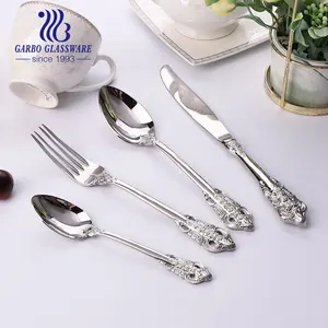 दर्पण पोलिश हस्तनिर्मित बारोक शाही शैली विंटेज चांदी के बर्तन कटलरी Flatware सेट डिनर चाकू कांटा चम्मच सजावटी संभाल