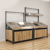 Supermarkt Houten 2 Tier Groente-en Produceren Display Rack Planken/Fruit Bin/Fruit Rack