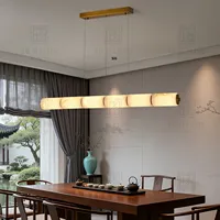 Zhongshan Factory Simple Modern Restaurant Alabaster Chandelier LED Dimming Lamp Comedor Island bar Lámparas de lujo