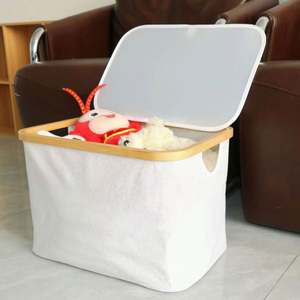 <b>Collapsible</b> Eco-Friendly Linen Polyester <b>Laundry</b> <b>Basket</b> Cotton Handles Multifunctional Storage for Clothes Customizable Size - Product Image 4