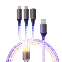 Câble de données USB en nylon à charge rapide 66W 5A RGB Chargeur de téléphone dégradé de respiration lumineuse avec câble de lumière fluide de type C
