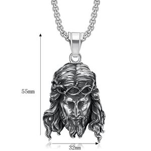 Yunnique – collier avec pendentif tête de Jésus en acier inoxydable, ton or et argent, bijoux Hip Hop unisexes, chaîne de 18mm, design de visage - Product Image 5