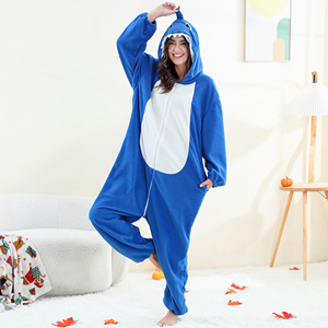 Michley Animal adulte pour <span class=keywords><strong>Kigurumi</strong></span> Onesie hiver polaire fermeture éclair vêtements de nuit requin pyjamas - Product Image 3
