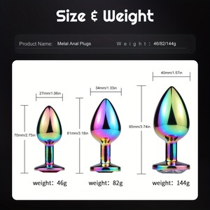 Colorful Metal Anal Plug Set Sex Toy Jewelry Base Stimulation Massage Plug <strong>Anales</strong> for Men - Product Image 5