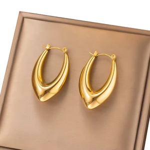 Pendientes de Aro de Acero Inoxidable 316L, Nuevos, Sin Deslustre, Chapados en Oro de 18 Quilates, Forma de U, Hipoalergénicos, para Mujer, 2024 - Product Image 1