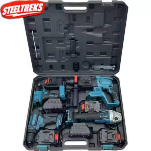 Nouvel ensemble d'outils électriques 21V 4 pièces avec perceuse à percussion, clé à chocs, coffret en aluminium et autres outils électriques W - Product Image 1