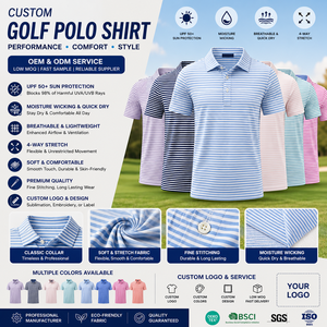 Camisetas de Golf de <span class=keywords><strong>Manga</strong></span> <span class=keywords><strong>Corta</strong></span> con Logotipo Personalizado de Alta Calidad de Lujo OEM, Camisetas de <span class=keywords><strong>Polo</strong></span> de Golf de Spandex/Poliéster - Product Image 1