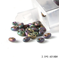 Perles de riz en verre importées de la République tchèque en gros 2.5*5mm perles de riz électrolytiques à double trou accessoires matériels de bracelet perles en vrac