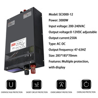 MZMW 3000W Fuente de Alimentación Conmutada de Laboratorio con Pantalla Digital 0-12V 250A, Transformador Industrial Ajustable CC/CV AC DC