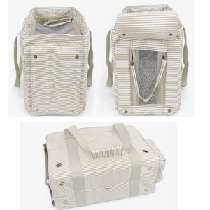 Bolsa de transporte para mascotas, a rayas, suave, portátil, para viajes, para gatos y perros, 41x19x28cm, con puerta de malla y asa. - Product Image 2
