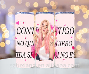 Nueva llegada <span class=keywords><strong>Karol</strong></span> <span class=keywords><strong>G</strong></span> NO QU IERO CONTIGO 20oz Tapa Recta de acero inoxidable y vasos de paja - Product Image 3