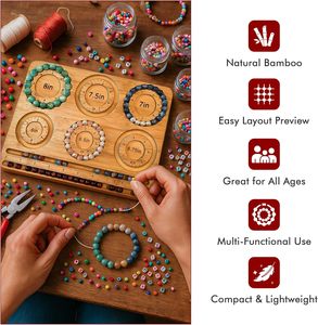 Wholesale Wooden <strong>Bead</strong> <strong>Board</strong> Bamboo Beading <strong>Board</strong> for Jewelry Making Bracelet &amp; Necklace Design Organizer with Grooved Sizes - Product Image 4