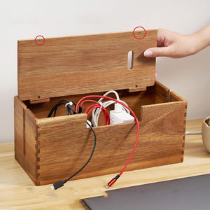 Boîte de gestion des câbles en bois d'acacia, étanche <span class=keywords><strong>et</strong></span> écologique, pour le rangement dissimulé des câbles sur le bureau <span class=keywords><strong>et</strong></span> au sol, idéale pour la salle de bain <span class=keywords><strong>et</strong></span> la cuisine - Product Image 3